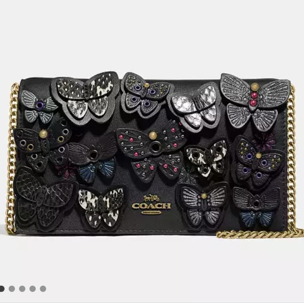 COACH Callie Foldover Chain Clutch Butterfly
